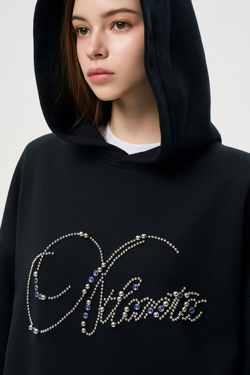 Rhinestone Script Logo Hoodie