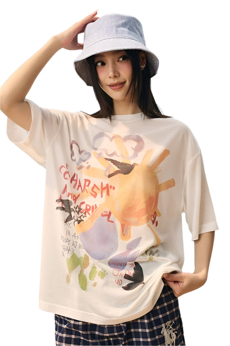 Watercolor Graffiti Mesh T-Shirt