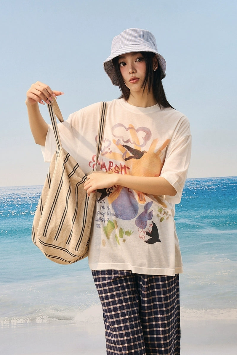 Watercolor Graffiti Mesh T-Shirt