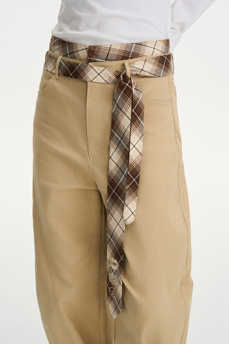 Double Waist Plaid Blade Pants
