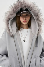 Paneled Fur Collar Jacket