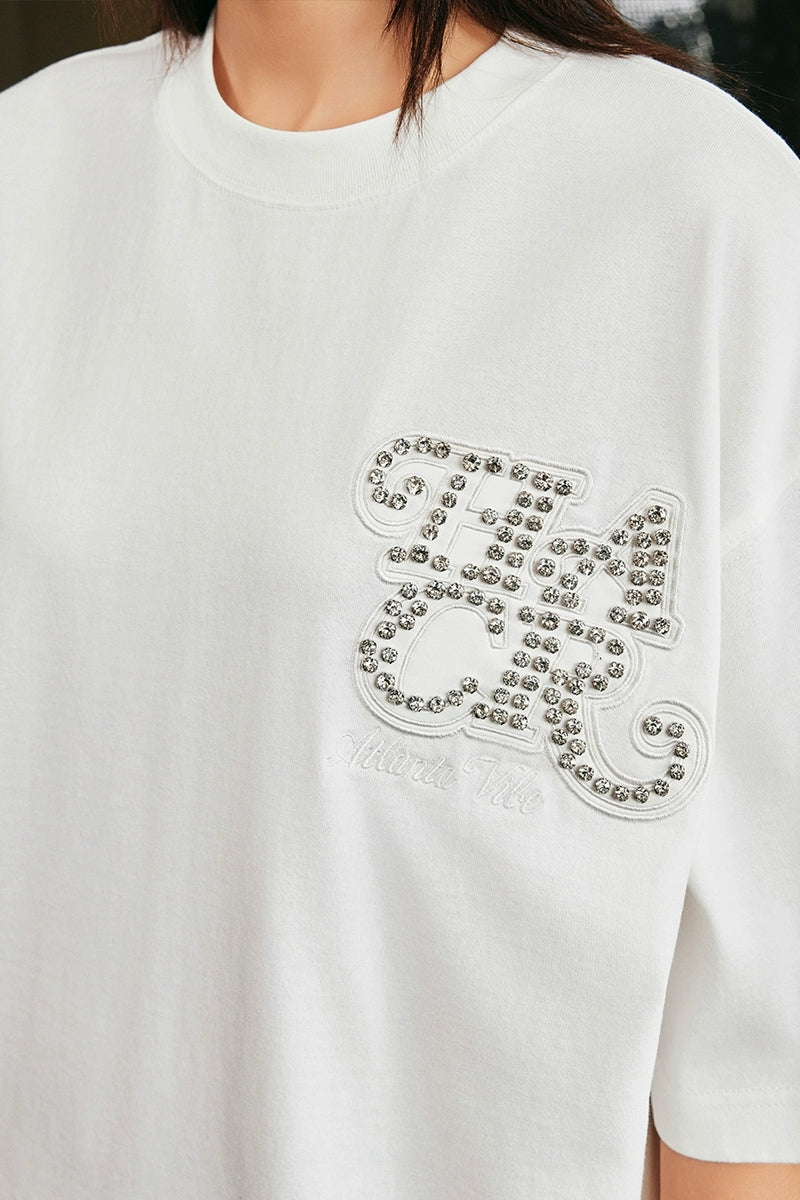Rhinestone Patch Basic T-Shirt