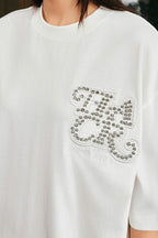 Rhinestone Patch Basic T-Shirt