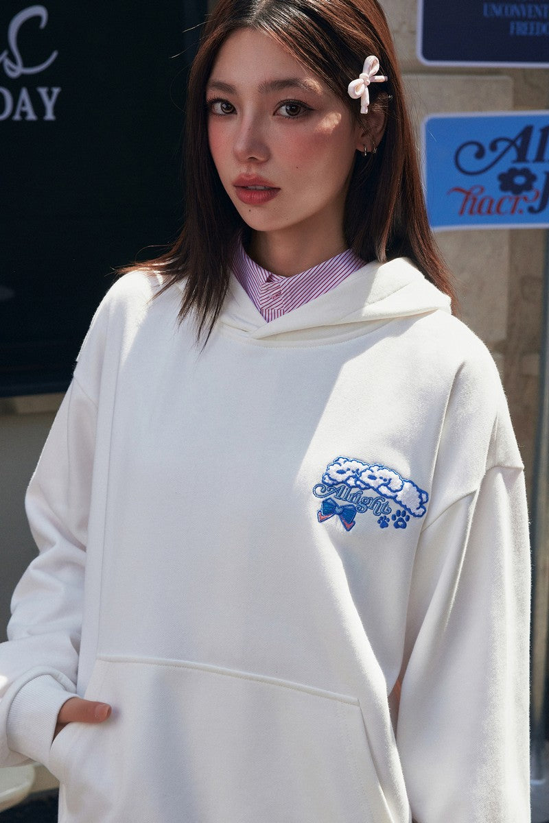 Plush Dog Embroidered Hoodie