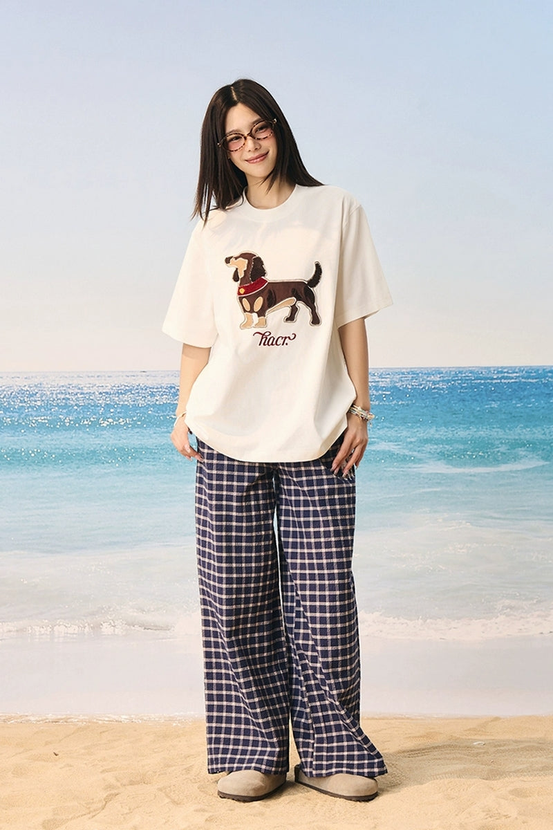 Suede Dog Towel Patch T-Shirt