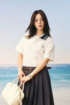 Colorblock Textured Embroidered Polo