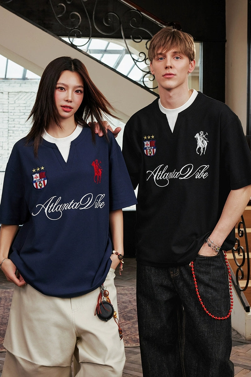 Layered Retro Embroidered Jersey