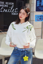 Green Wreath Cropped Hoodie