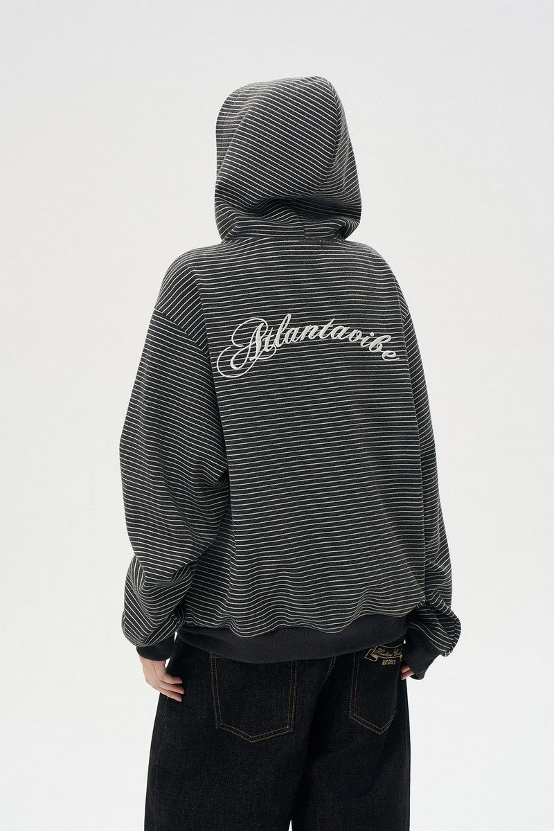 Fleece Stripe Zip Hoodie