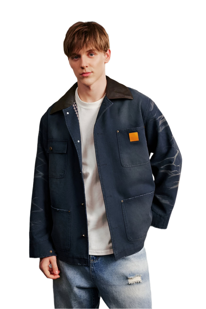 Vintage Washed Plaid Workwear Jacket