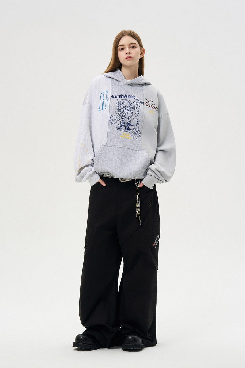 Retro Colorblock Graphic Hoodie
