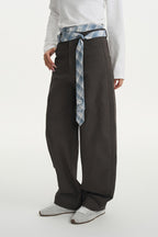 Double Waist Plaid Blade Pants