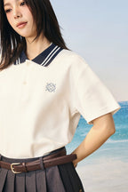 Colorblock Textured Embroidered Polo