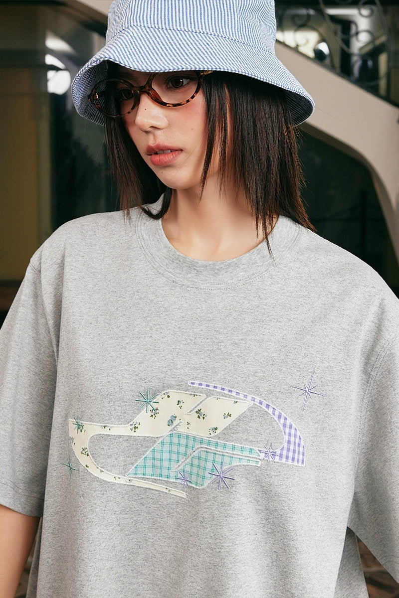 Patchwork Floral Embroidery T-Shirt