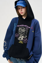 Retro Colorblock Graphic Hoodie