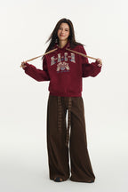 Embroidered Patchwork Graphic Hoodie