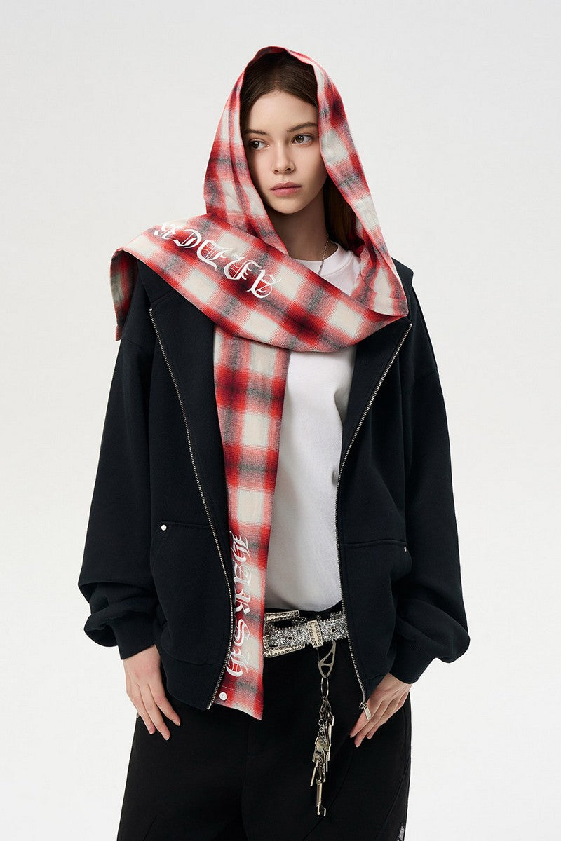Double Hood Plaid Hoodie