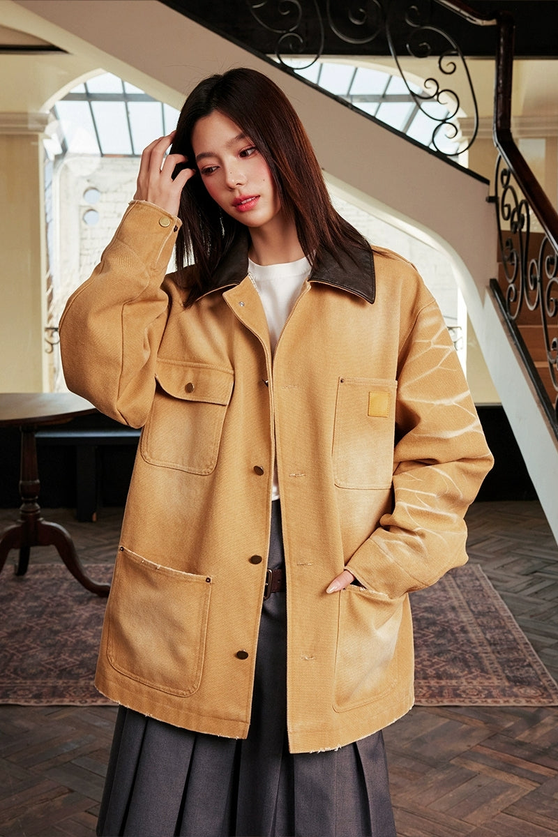 Vintage Washed Plaid Workwear Jacket