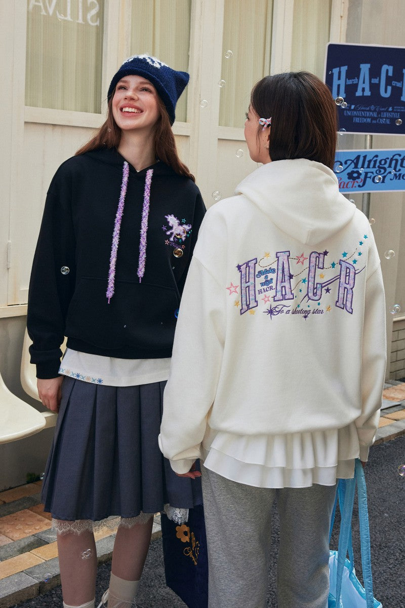 Unicorn Patch Embroidered Hoodie