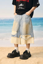 Frayed Light Wash Denim Shorts