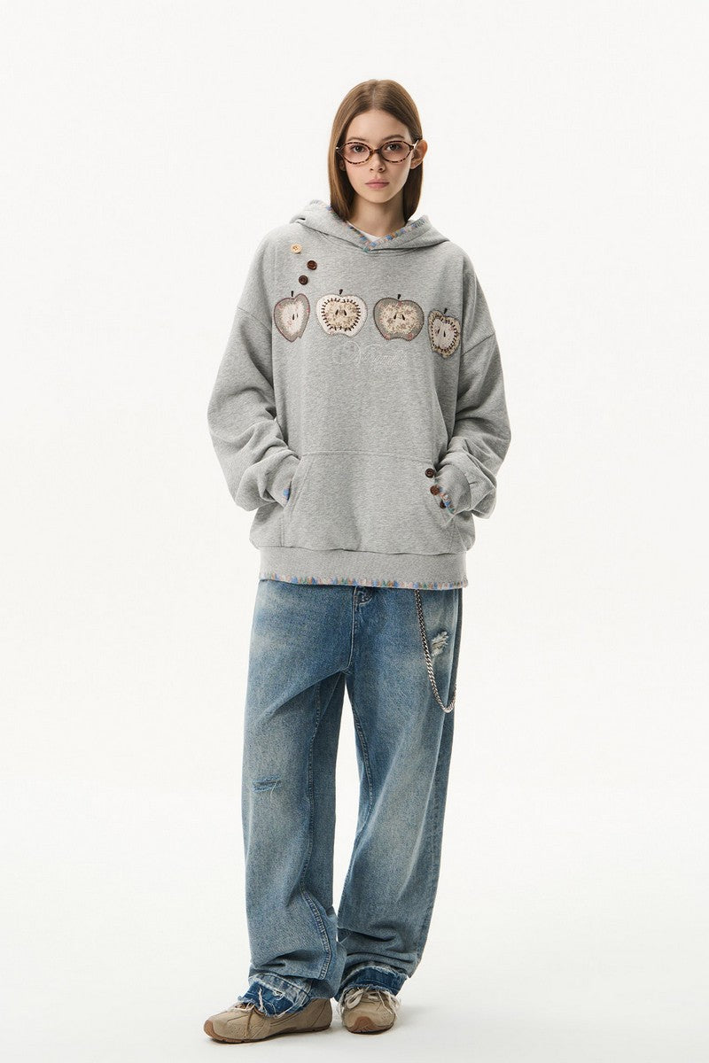 Apple Patchwork Graphic Hoodie