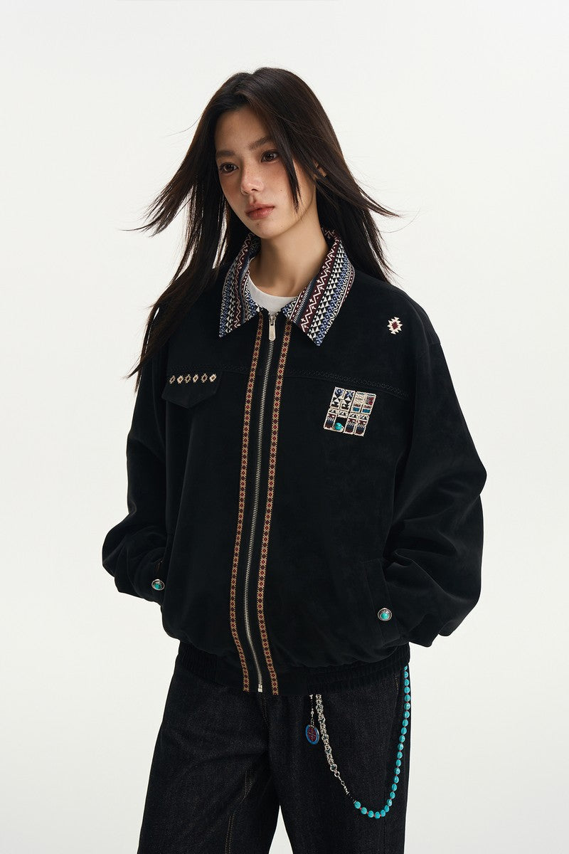 Turquoise Suede Patchwork Jacket