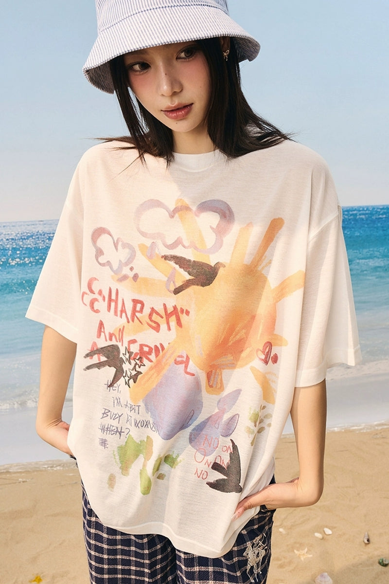 Watercolor Graffiti Mesh T-Shirt