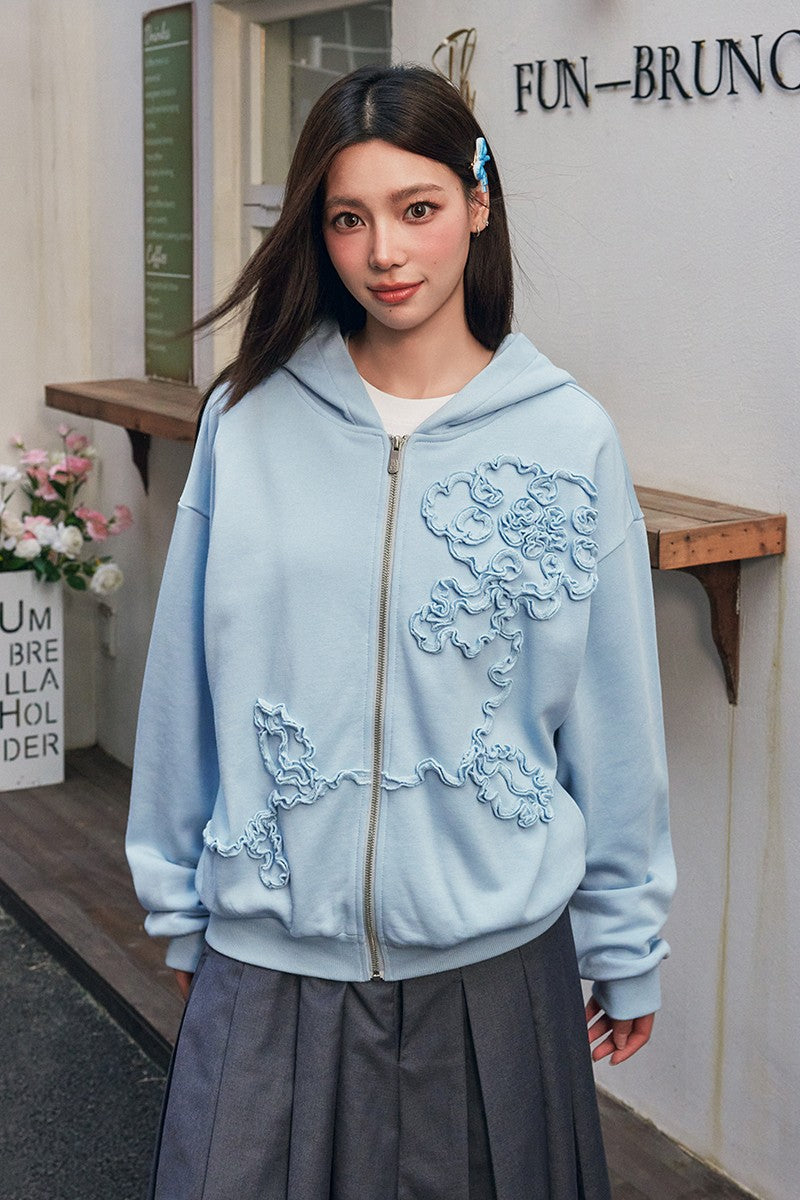 3D Embroidered Floral P00000000attern Hoodie