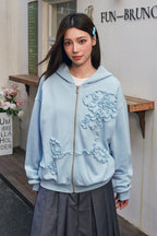 3D Embroidered Floral P00000000attern Hoodie