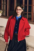 Floral Embroidery Cotton Harrington Jacket