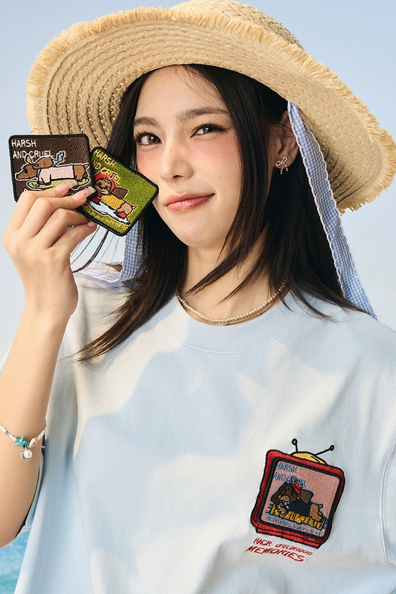 Velcro Dog Embroidery T-Shirt