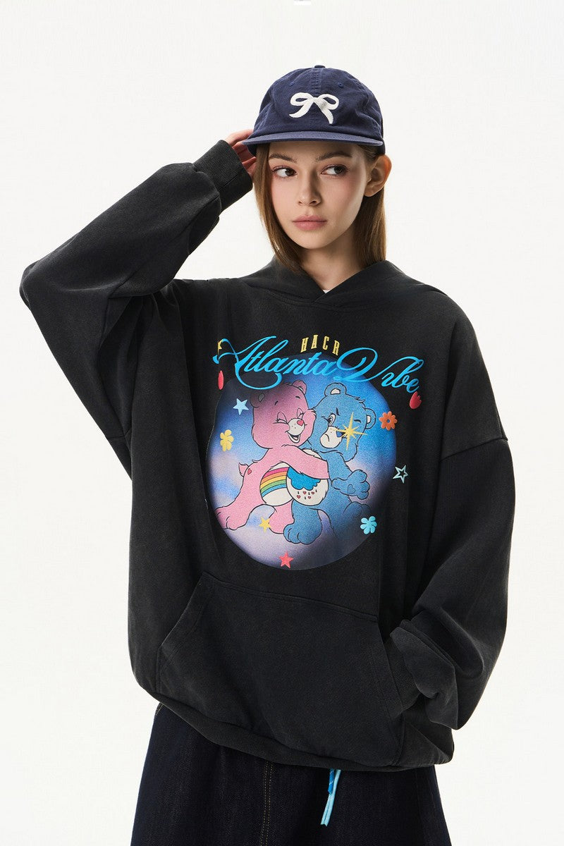 Distressed Teddy Puff Hoodie