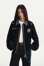 Turquoise Suede Patchwork Jacket