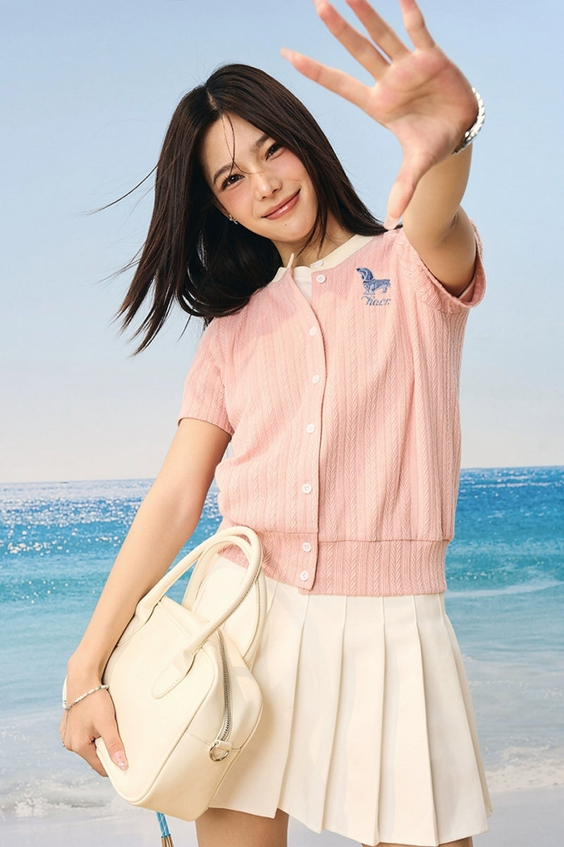 Embroidered Dog Knit Cardigan