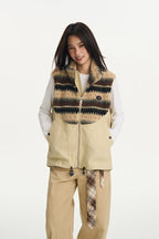 Pattern Fleece Beaded Vest