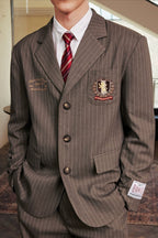 Retro Striped Embroidery Blazer