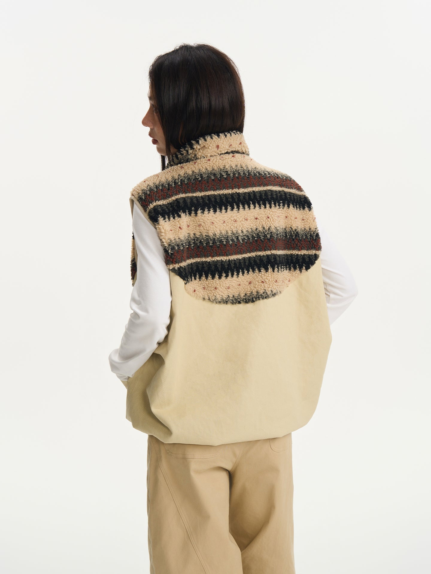 Pattern Fleece Beaded Vest