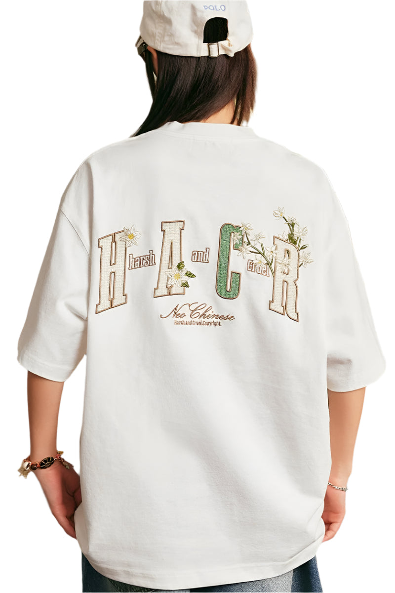 Floral Patchwork Embroidered Loose Tee