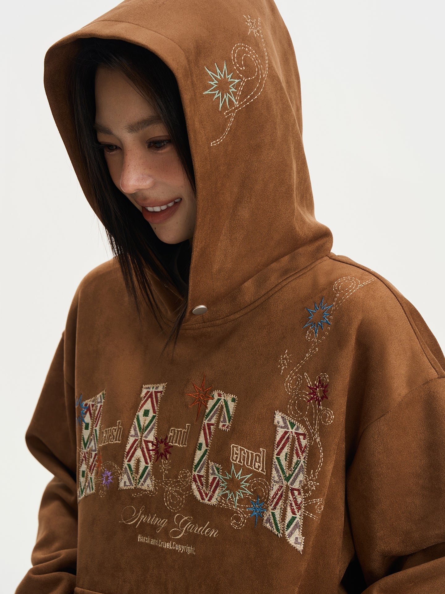 Suede Patchwork Hoodie
