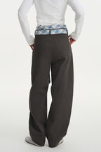 Double Waist Plaid Blade Pants