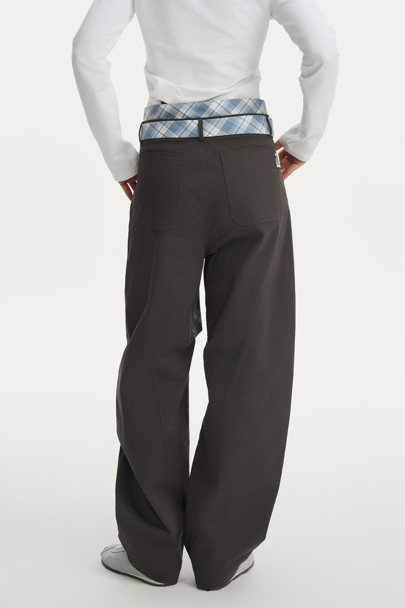 Double Waist Plaid Blade Pants