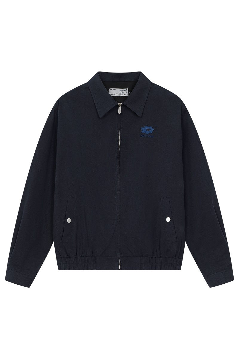 Floral Embroidery Cotton Harrington Jacket