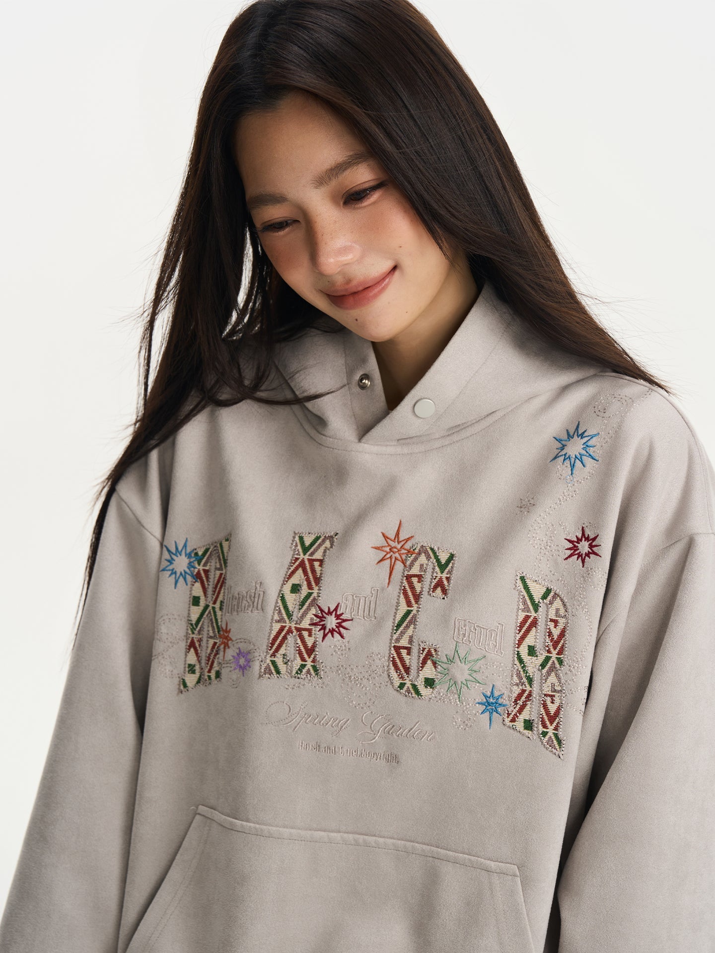 Suede Patchwork Hoodie