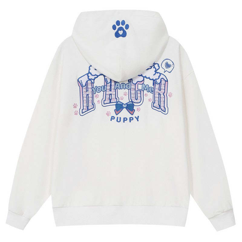 Plush Dog Embroidered Hoodie