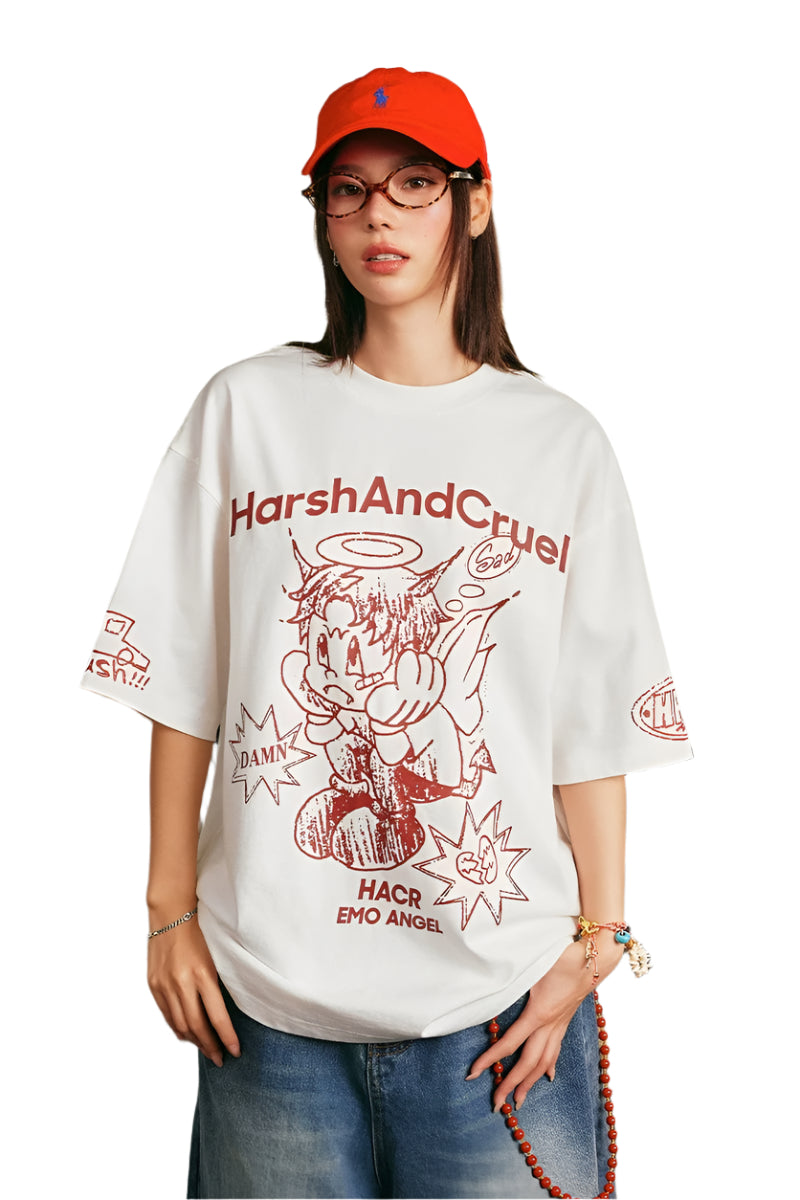 Angel Graffiti Print Tee – Harsh and Cruel