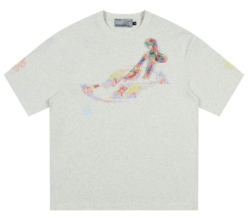 Crayon Floral Bowknot T-Shirt