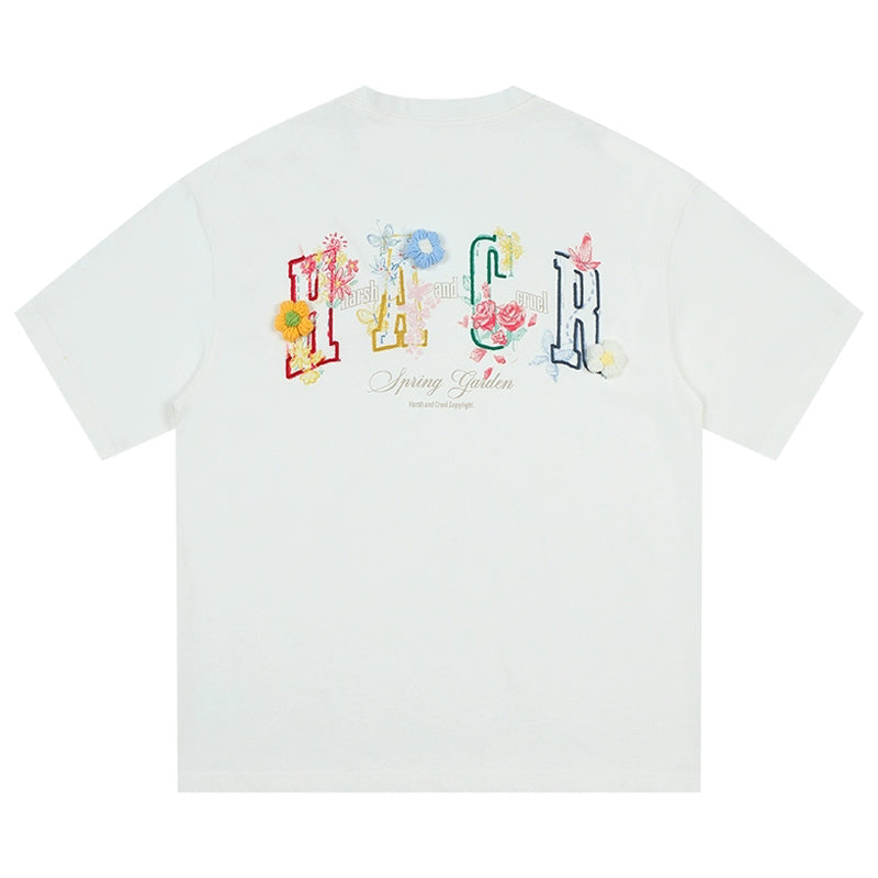 Handrawn Crayon Flower Loose Tee