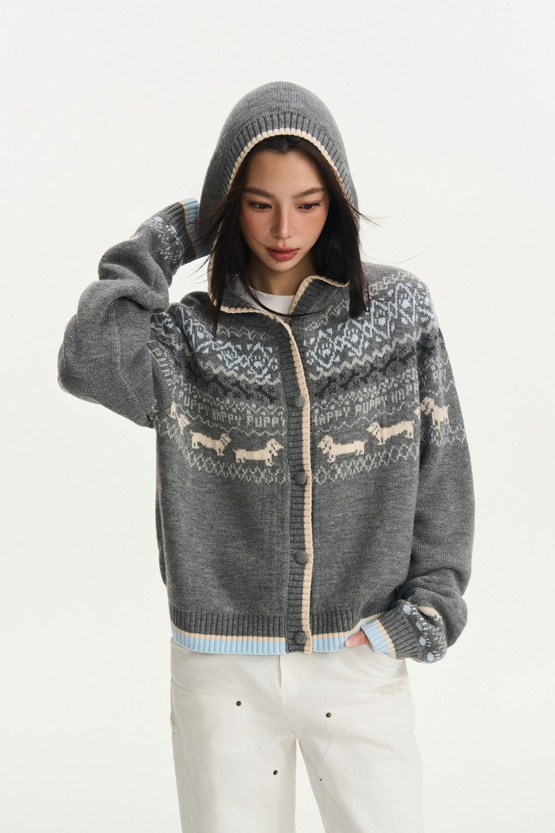 Fair Isle Knit Hoodie