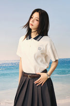 Colorblock Textured Embroidered Polo