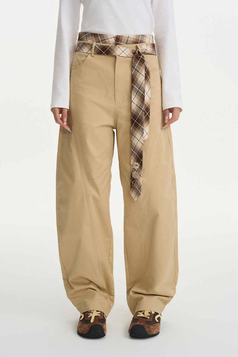 Double Waist Plaid Blade Pants